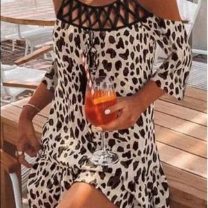 Leopard Print Off-Shoulder Mini Dress
